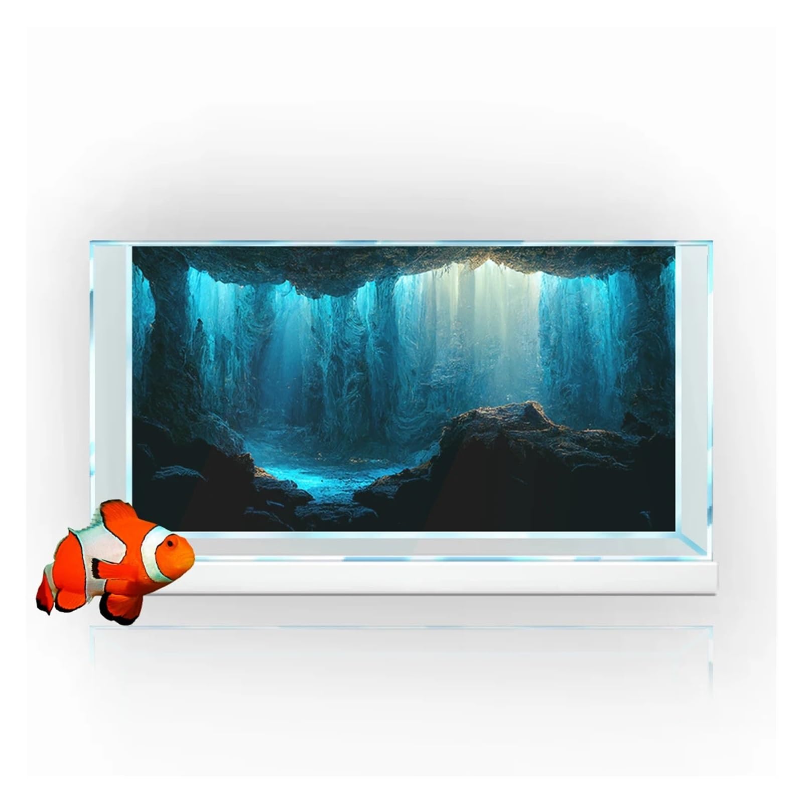 Fondo de Acuario Adhesivo for Fondo de Acuario, Papel Tapiz Piedra Cueva submarina, decoración pecera, póster Paisaje PVC para decoración de Acuario y pecera(60x120cm)