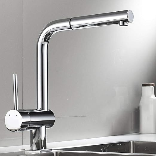 Chongyang Kitchen Sink Faucet With Pull Out Sprayer Chrome, Single Level Solid Brass Kitchen Cold Hot Mixer Taps Basin Crane