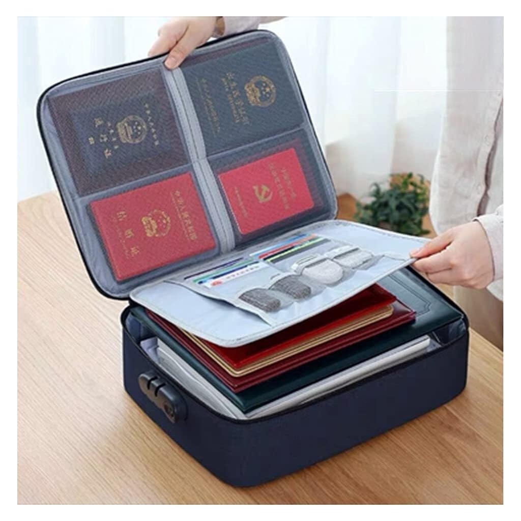 Organizer per Documenti da Viaggio, Portadocumenti a4, Portadocumenti, Organizer per Documenti di Sicurezza per l'home Office, Supporto per Scatola di archiviazione Portatile per Documenti | Dark Blue,Style1