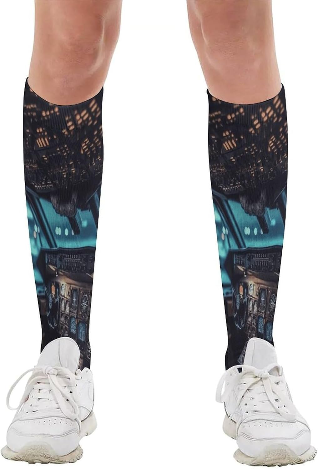 Airplane Compression Sock Circulation Support Socks Lightweight Knee High Tube Sock Over-The-Calf Sock for Adult