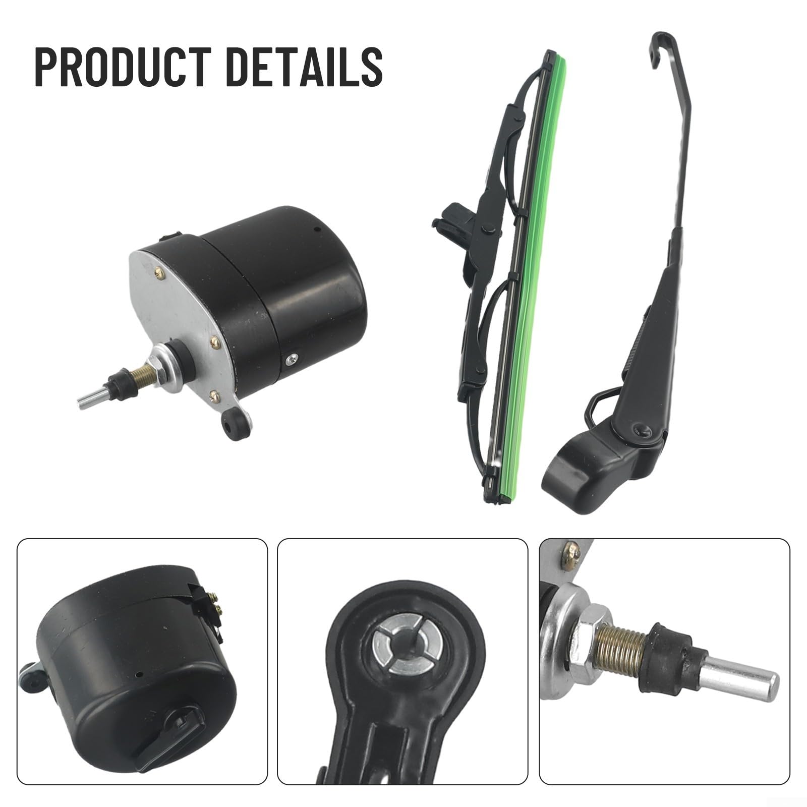 Moteur d'essuie-glace électrique 12 V avec plage d'essuyage de 105 ° et lame de 400 mm, pour boîtier en métal durable, contrôle du commutateur, compatible avec les cabines de tracteur