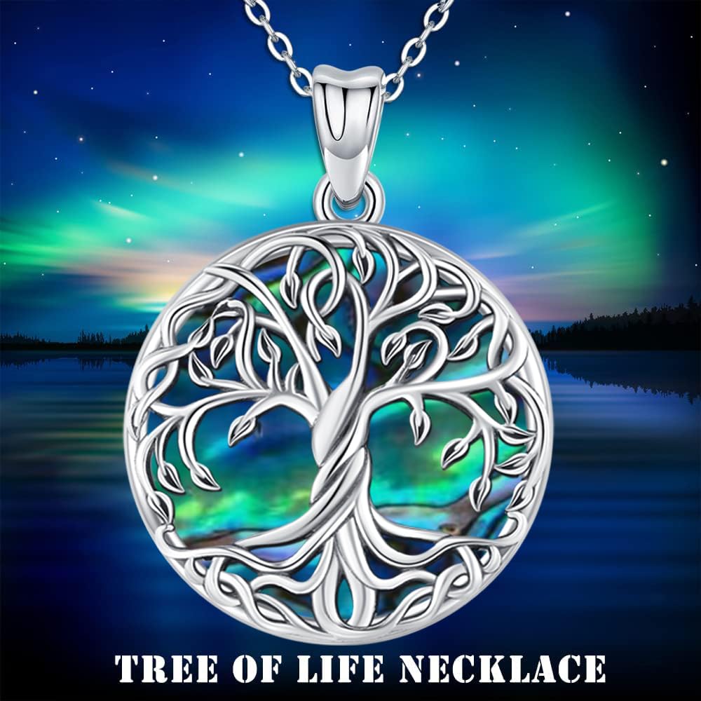 Lebensbaum Kette,925 Sterling Silber Baum des Lebens Anhänger Halskette Keltischer Knoten Baum des Lebens Schmuck Geschenke für Damen Mädchen