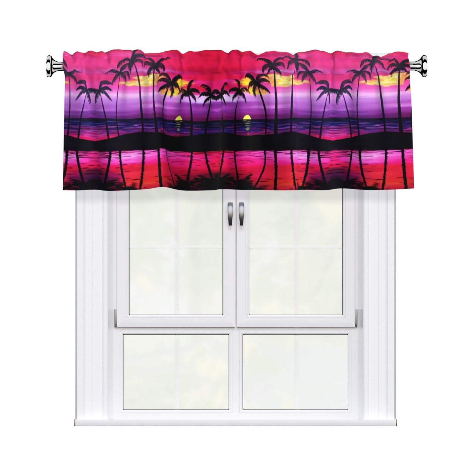 YYHHAOFA Tropical Palm Tree Prints Durable Kitchen Window Layer – 54x18 Inch 100% Polyester Valance with Precision Construction