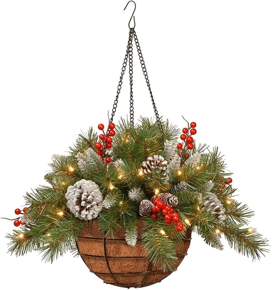 Hanging lighted christmas baskets Clearance