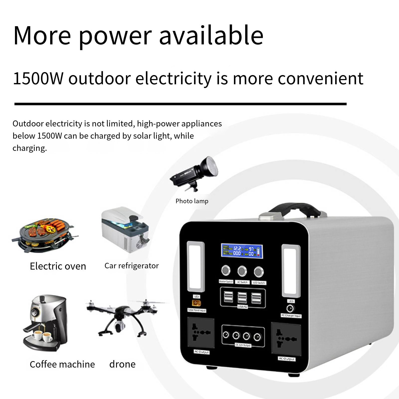 Batterie Portable Grande capacité 220 V, 1 000 W, pour Camping, randonnée, autonomie, Stockage d'énergie