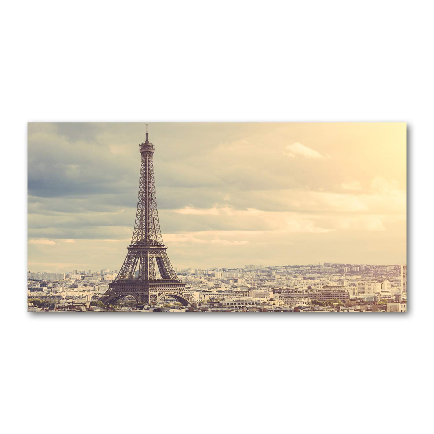Tableau Tour Eiffel Paris pour salon et cuisine 120x60 cm verre panoramique