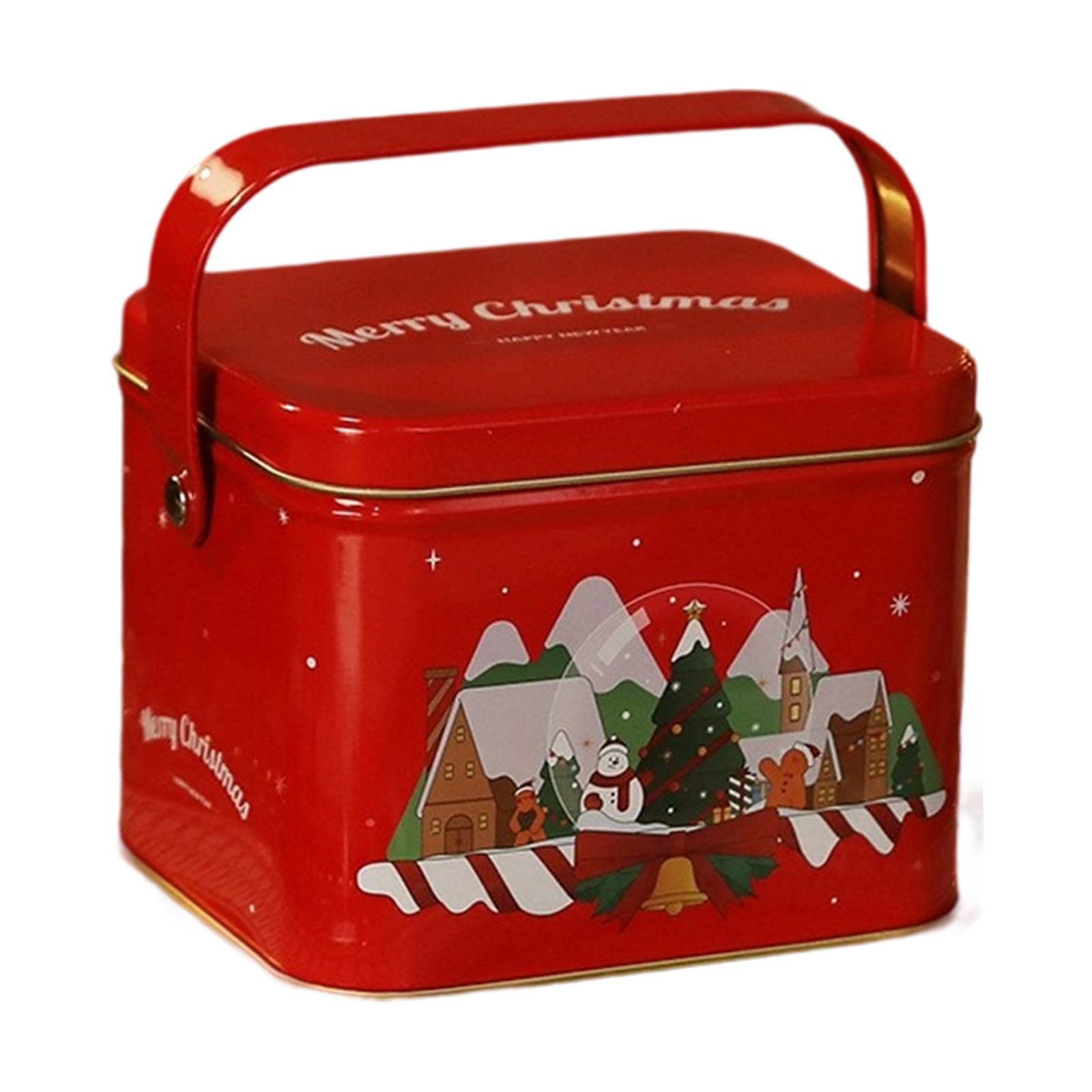 VlHpnpe Multipurpose Round Tin Box Christmas Decoration Storage Solution Ideal for Gifts and Small Item Organization Christmas Party Supplies Tin