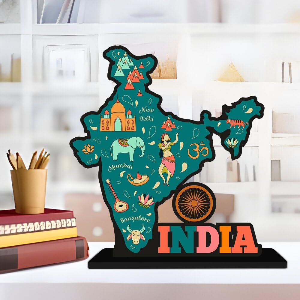 CraftVatika Wooden Showpiece for Home, Home Decoration Items, Birthday Gift for Kids, Return Gift for Boys Girls, India Map Table Decoration Items-image-22