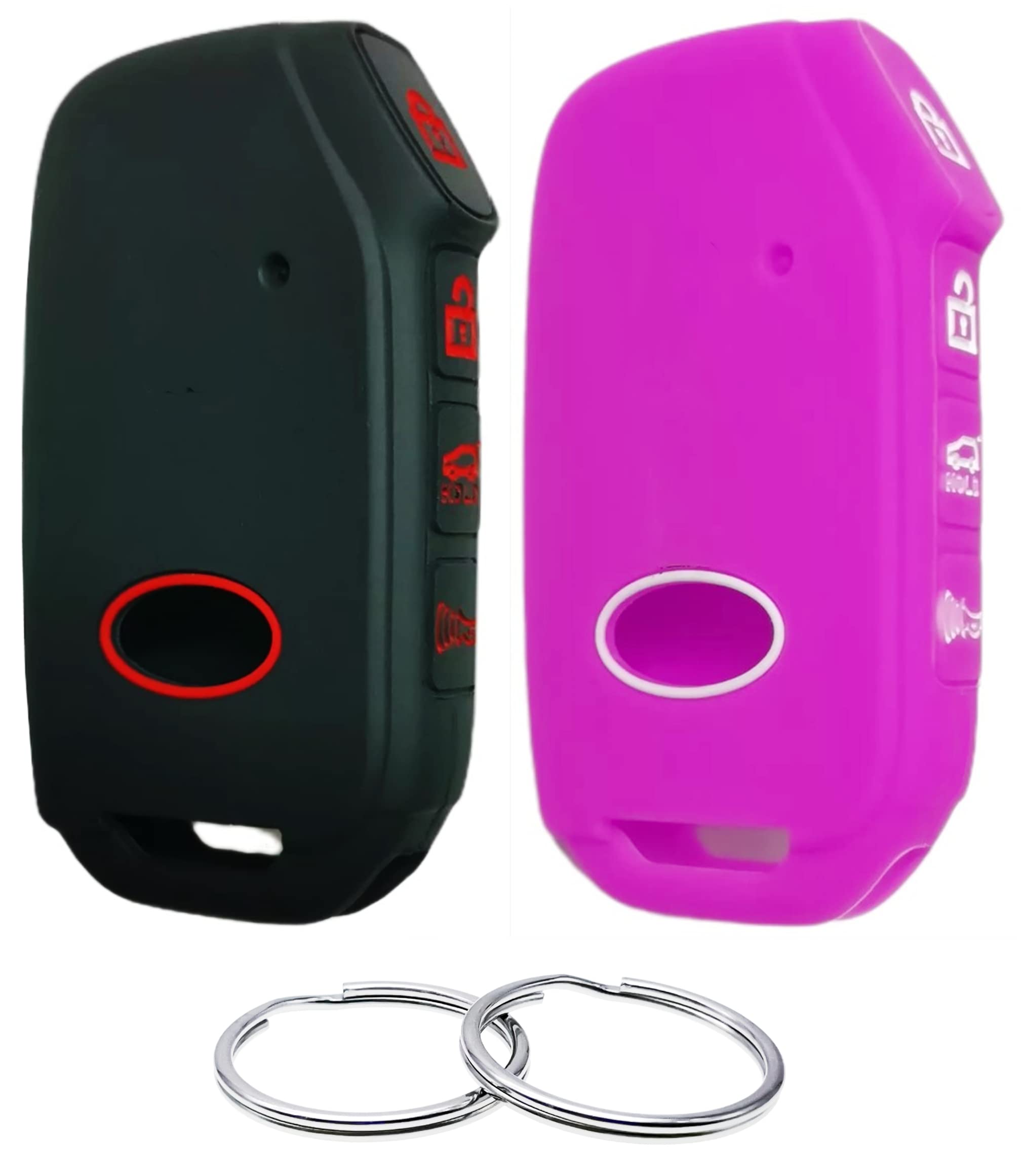 REPROTECTING Silicone Rubber Key Fob Cover Compatible with (4 Buttons) 2019-2021 Kia Forte K5 NIRO Seltos Sorento Soul Sportage Telluride Cadenza (not for Keys with Eject/fold Buttons (Black Purple)