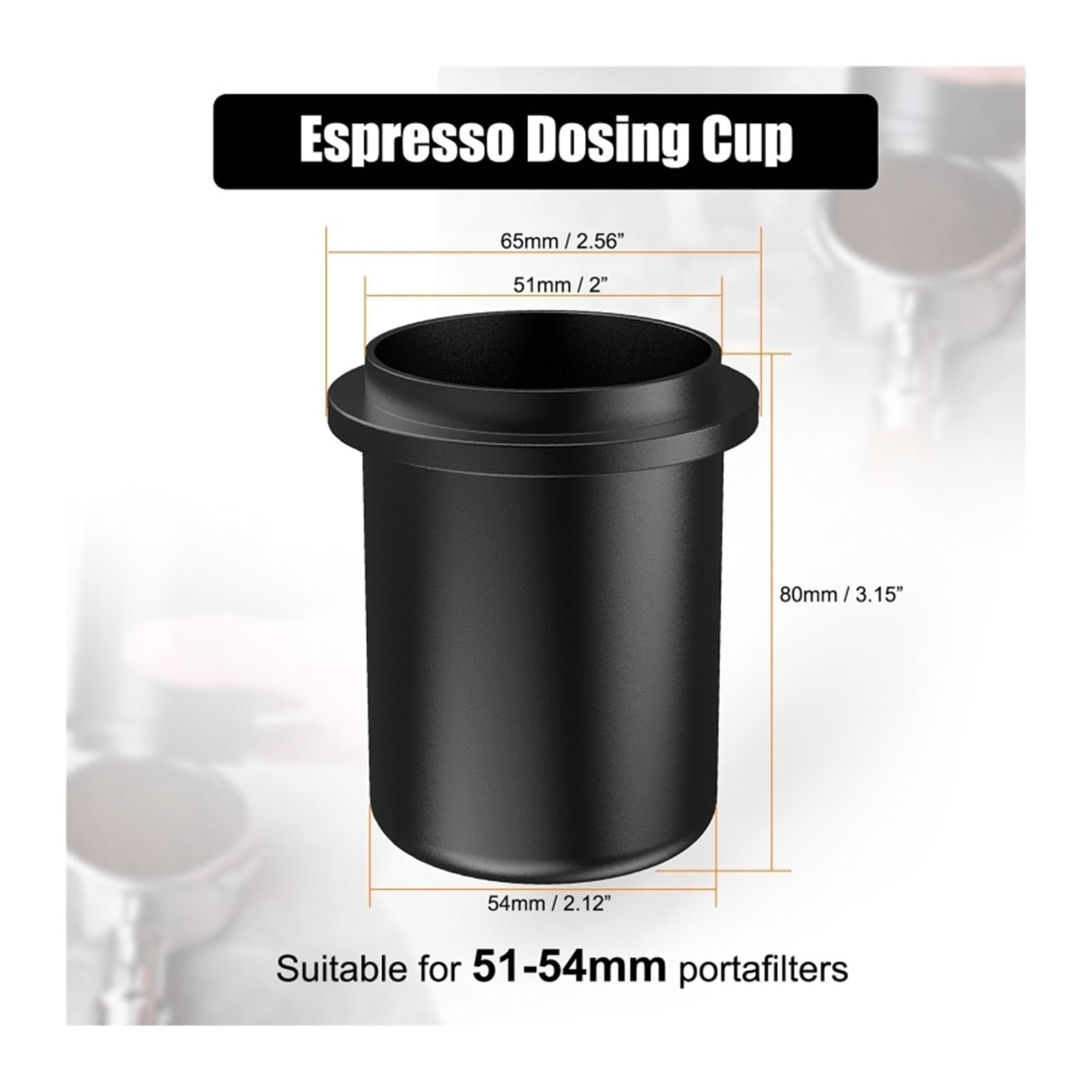 Espresso-Dosierbecher, Kompatibel Mit Allen 51–58 Mm Siebträgern, Espresso-Kaffeezubehör, Aus Aluminium, Weiß(Black 51-54mm)