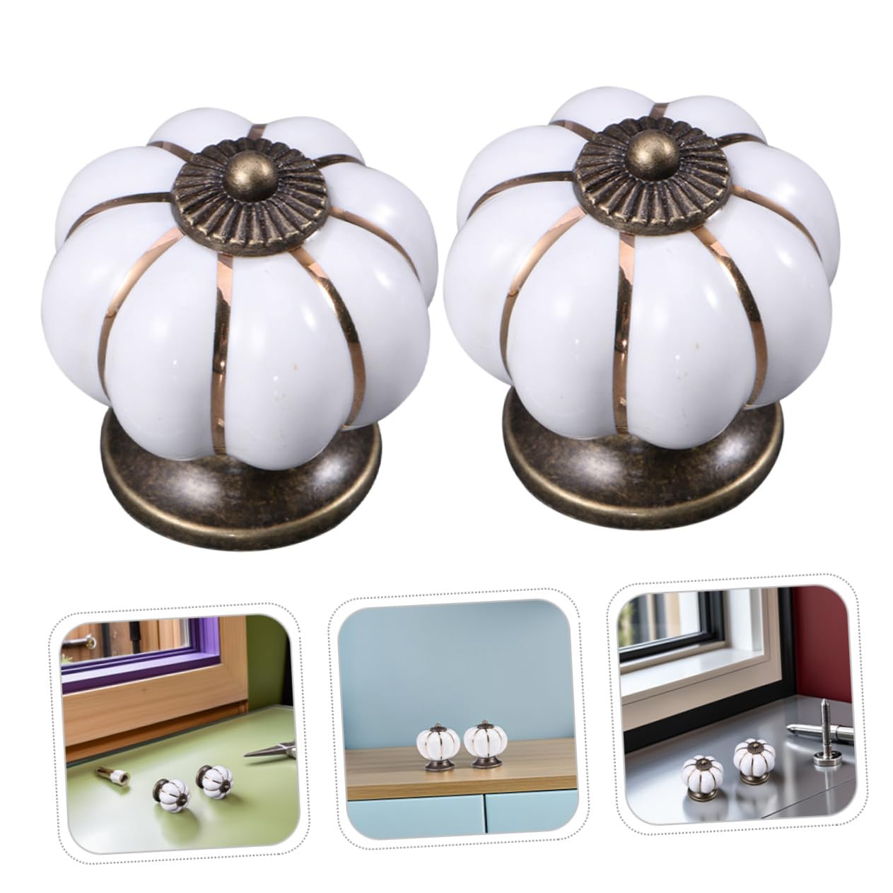8 Pezzi Di Maniglie In Ceramica A Forma Di Zucca Maniglie Per Cassetti Vintage Ferramenta Da Cucina Per Mobili Pomelli Per Cassettiere Pomelli Per Mobili In Porcellana