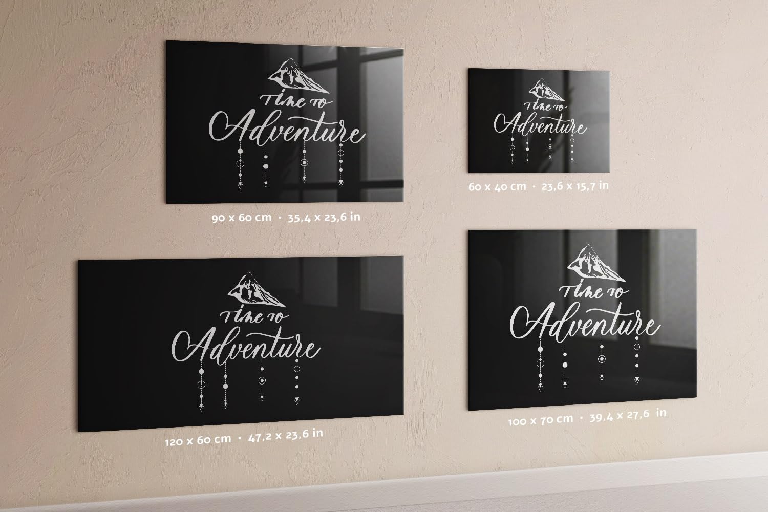Pizarra de vidrio templado con imanes de neodimio | Rotulador y borrador incluidos | Whiteboard moderno y funcional para cualquier espacio- 90x60 - Aventura