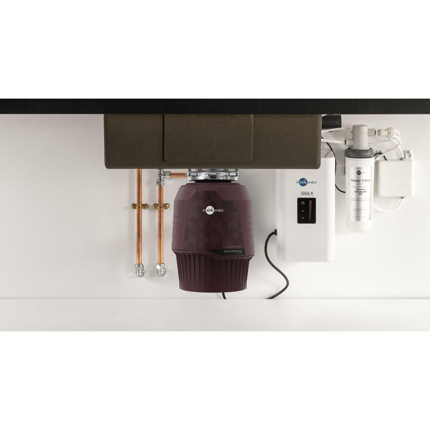 Insinkerator Evolution Plus 750 EC - Trituradora de residuos de cocina con motor de inducción de 0,75 CV con interruptor de aire