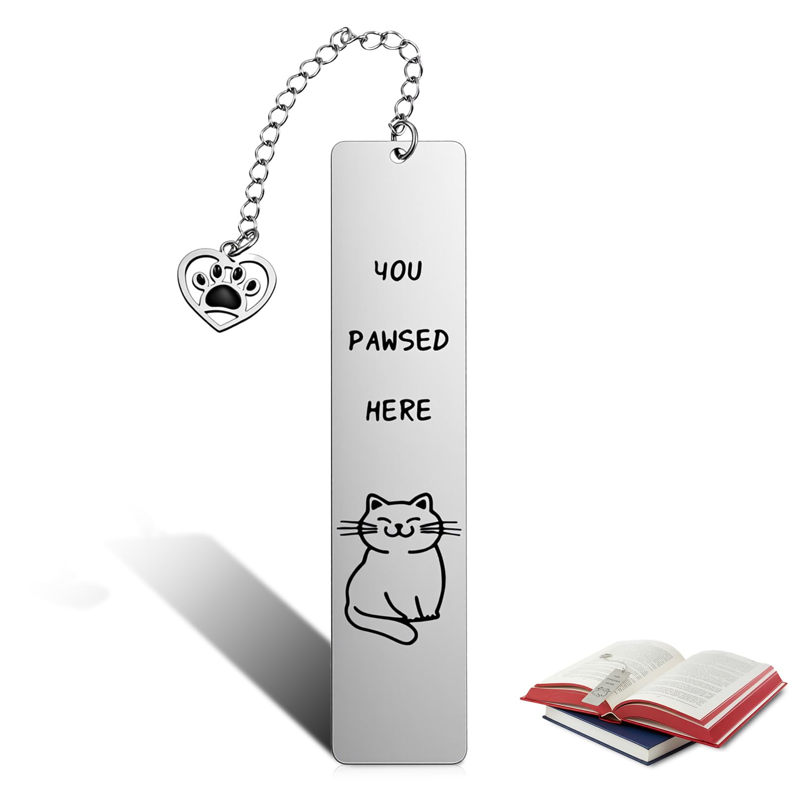 Muiltvoe Cute Cat Bookmark Stainless Steel Kitten Book Marks for Reading Women, Metal Bookmark Bookish Gift for Cat Lovers, Funny Animal Book Marker Cats Gifts for Reading Lovers Women