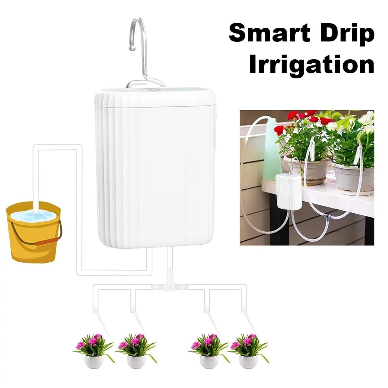 Programmatore di irrigazione. Kit di di irrigazione a Goccia Intelligente Wi-Fi con Pompa Automatica for Fiori e Piante, irrigatore a Goccia for la casa, Attrezzi da Giardino Timer per irrigazione