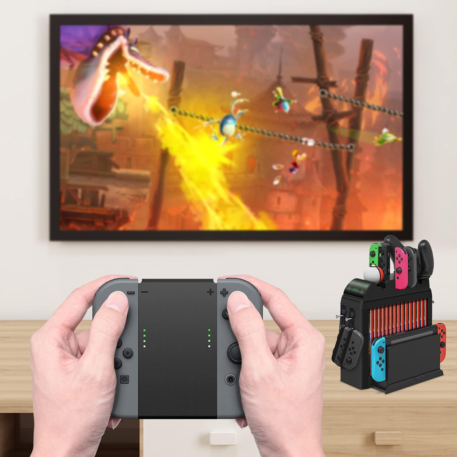 New Deal Charging Dock Compatible with Joy Con, for Pro Controller, for Joy Con, for Pokémon Balls, Multifunctional Station Stand Kit, Storage for Game Cards and Switch Console with USB Type-C Cable and AC Greatest Product Charging Dock Compatible with Joy Con, for Pro Controller, for Joy Con, for Pokémon Balls, Multifunctional Station Stand Kit, Storage for Game Cards and Switch Console with USB Type-C Cable and AC