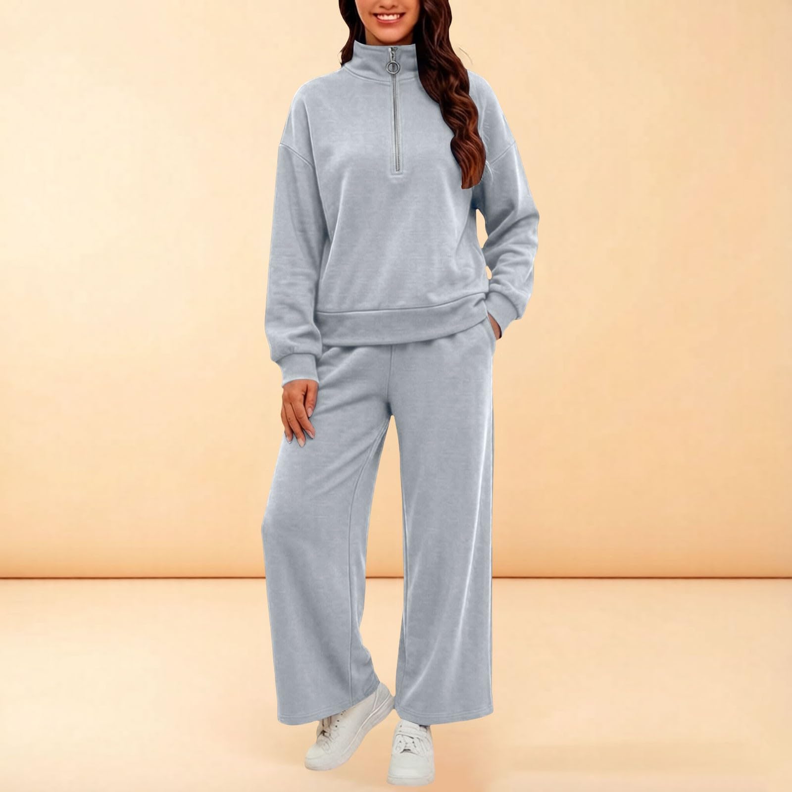 Tuta Da Donna Eleganti Cotone Felpa Manica Lunga E Pantaloni Lunghi