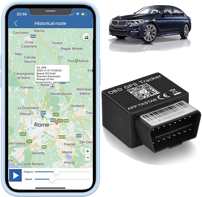 Localizador GPS para Coche Rastreador GPS de Seguimiento en Tiempo Real Plug and Play Impermeable OBD gsm/GPRS/SMS Tracker GPS