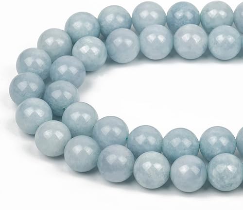 Miniatura 5 de Cuentas de piedra aguamarina teñidas naturales para hacer joyas, cuentas bohemias redondas a granel para hacer pulseras (cuentas de aguamarina