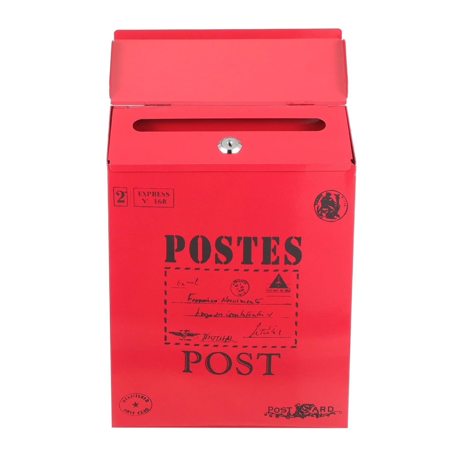 Post Box Wall Mounted Mailbox Newspaper Box Vintage Mount Post with Lock