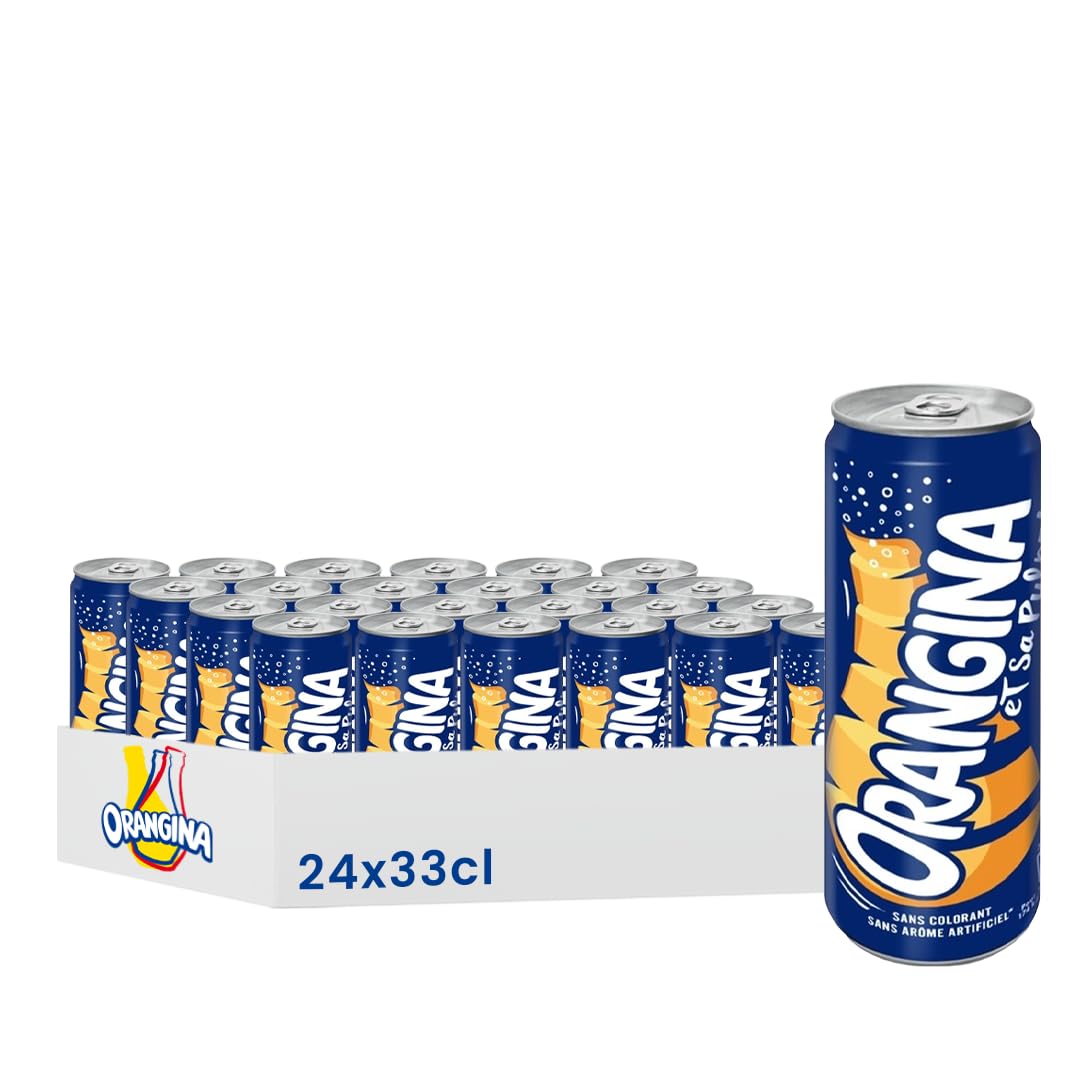 Orangina Boisson Gazeuse Saveur Orange, 33cl, Pack de 24 Canettes