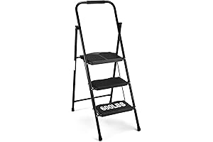 3 Step Ladder - Extra Large & Wide Folding Aluminum Platform