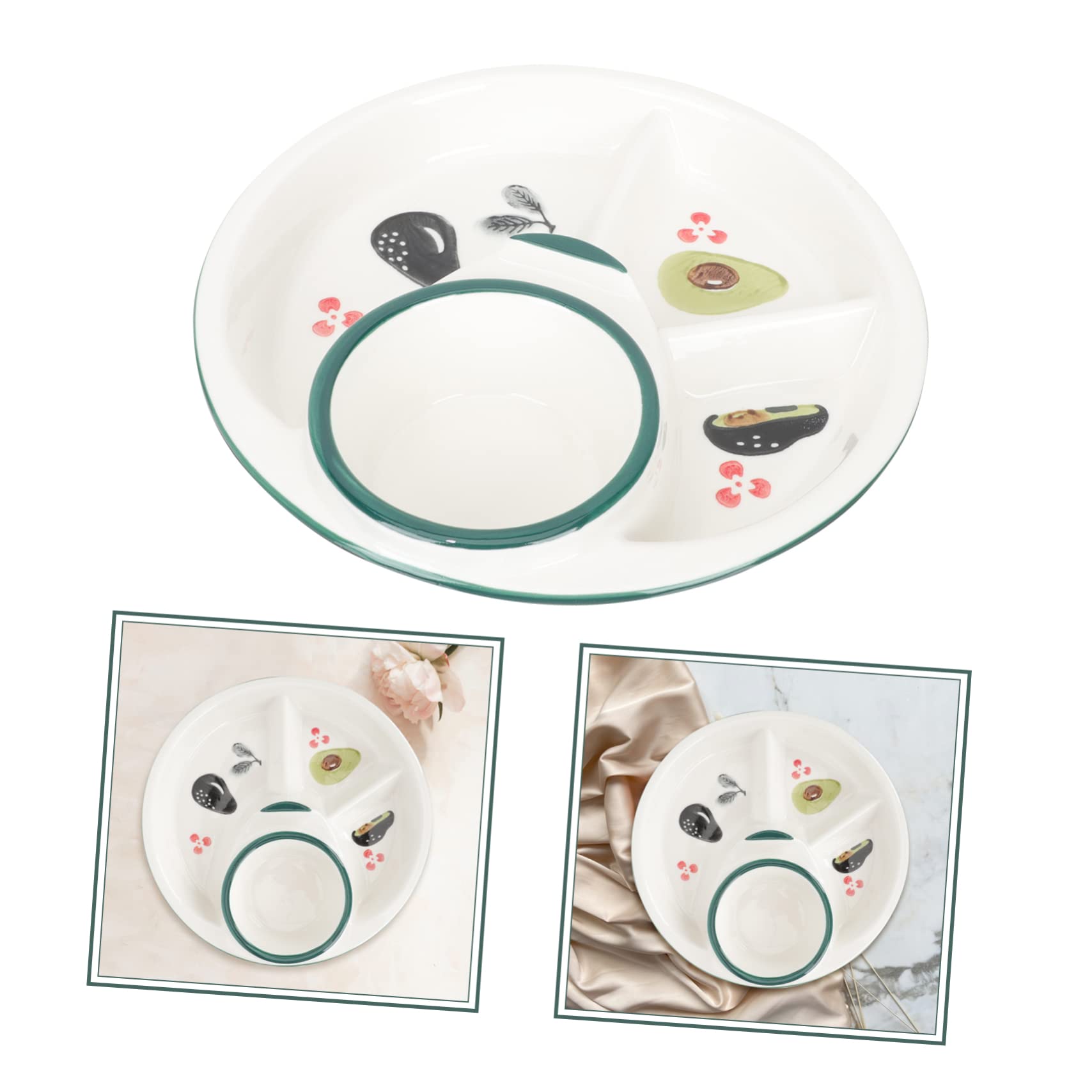 CIYODO Ceramic Breakfast Plate Cartoon Food Plate Restaurant Divided Easy Clean