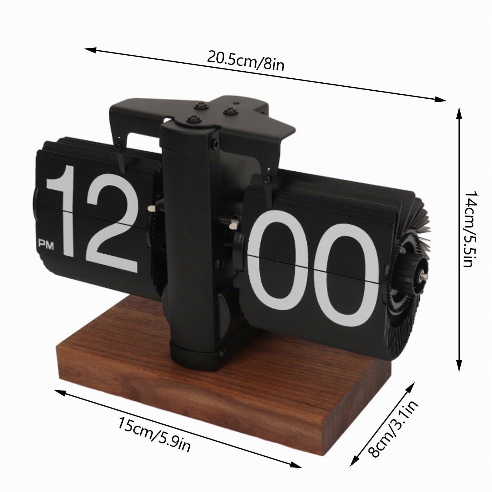 Greensen Flip Uhr Retro Digitale Wanduhr Batterie betrieben Tischuhr Große Zahlen Sichere Basis Kreative Flip Clock Desk Clock für Zuhause Büro Schule Hotel Café (Black)