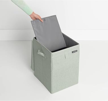 Brabantia - Stackble Laundry Box - Front and Top Opening - Space Efficient - Easy to Unload - Lightweight Grips - Large Opening for Dirty Clothes - Green - 35L
