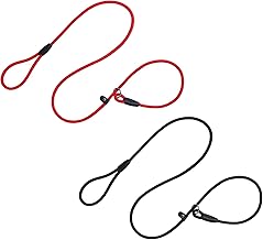 Laisse Coulissante, Laisse Lasso pour Chien, Laisses Dressage Chien, Lasso en Nylon 150cm pour Chiens Petits et Moyens (Noir et Rouge)