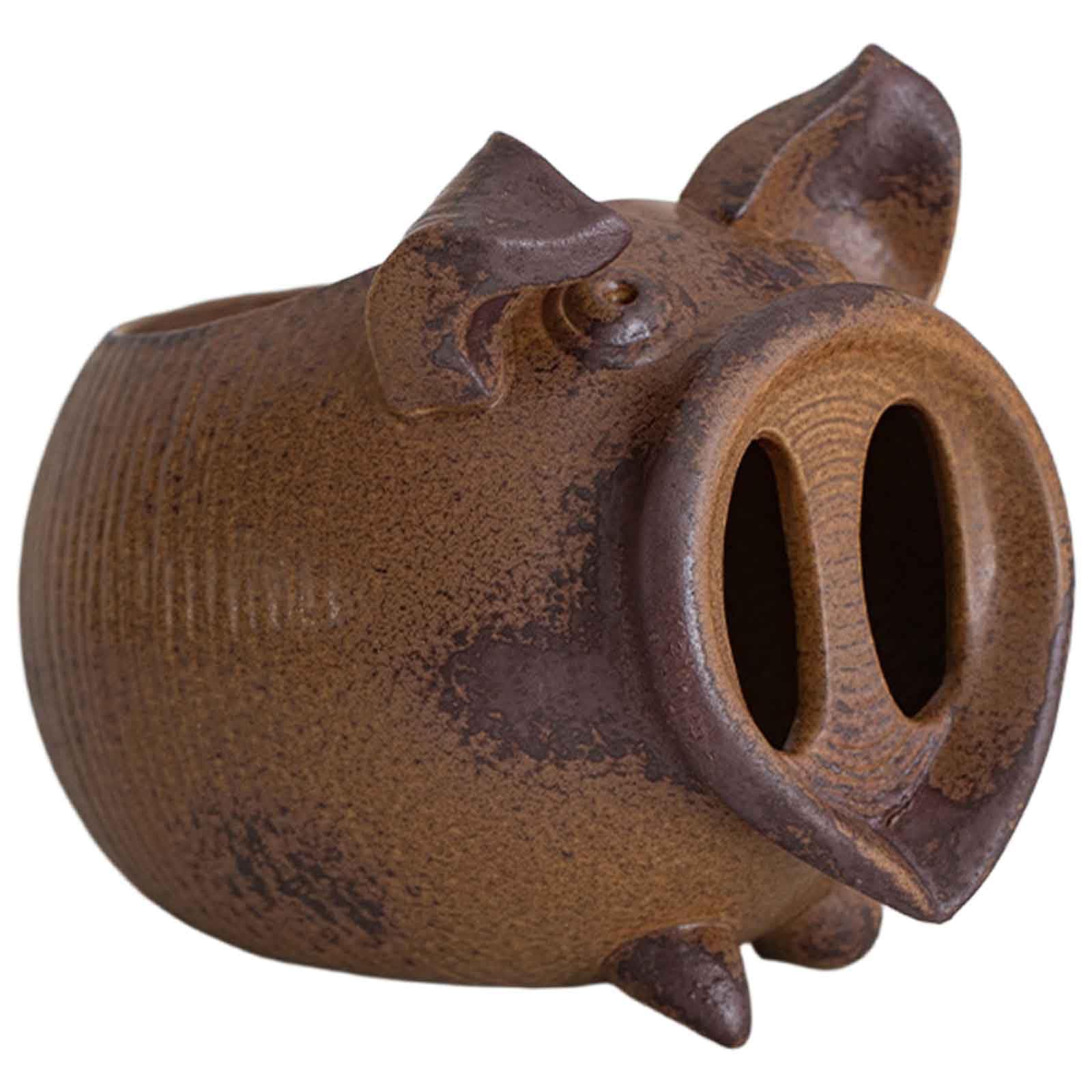 DFrywdgSEY tabletop fountain, Water Ceramic Fountain Pot Function Cascading Jugs Desk Feng Shui Table Decoration(Brown,Pig)