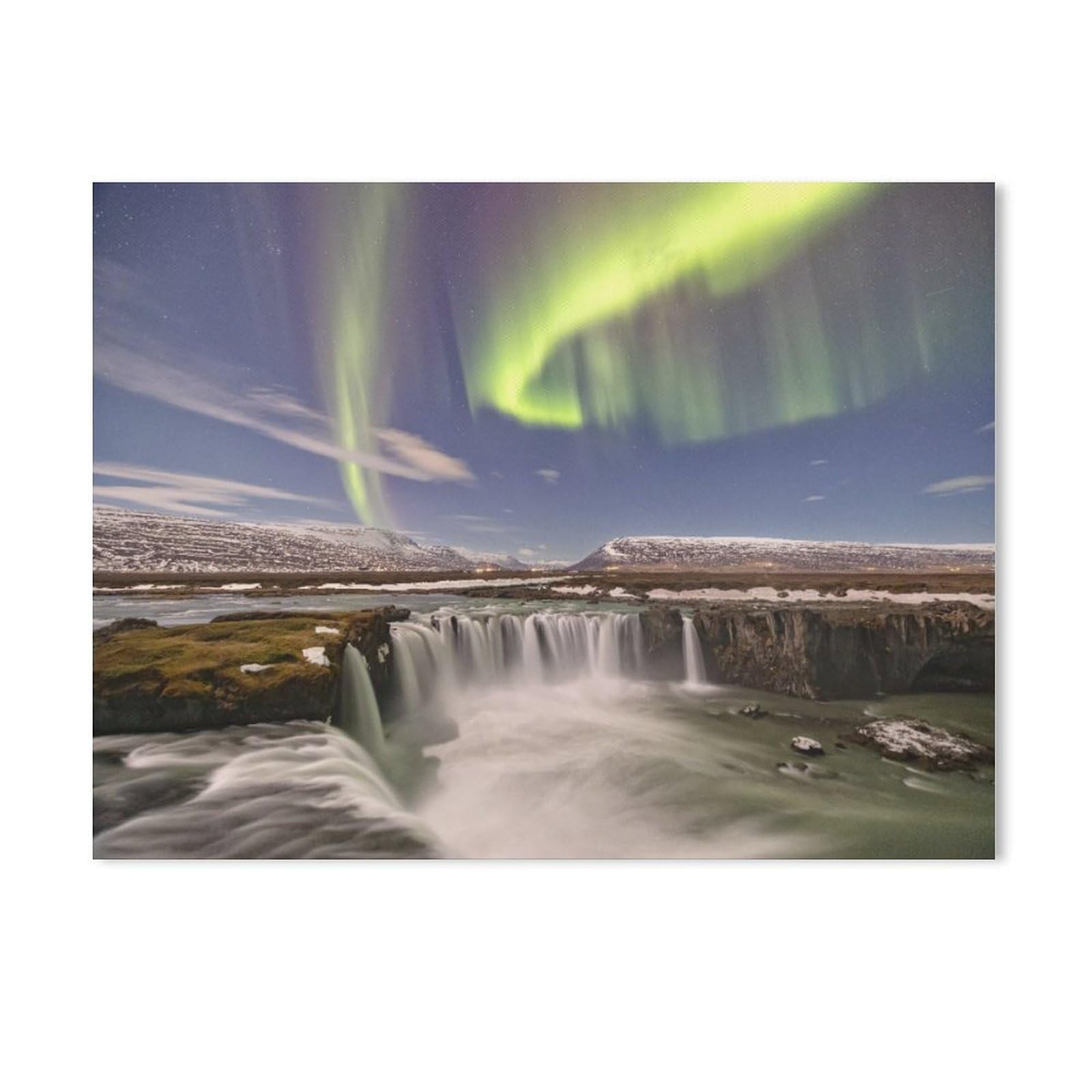 1000Pcs，Northern Lights over Godafoss Waterfall in Iceland，Jigsaw Adult Decompression Game Puzzle Students Toy For Children Christmas Birthday Gifts（75x50cm）-AF67