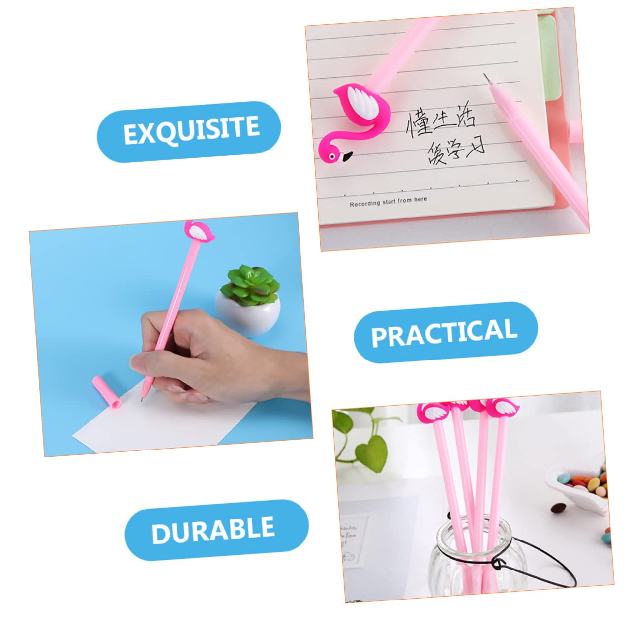 Housoutil 60 Pièces Stylo Gel Flamingo pour Garçon Fille Fournitures Scolaires et Design Animé pour École et