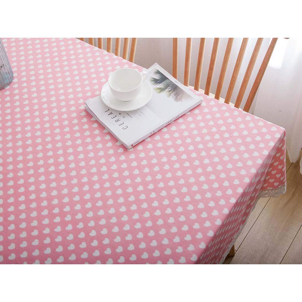 Amazon｜ピンク ハート柄 テーブルクロス 綿麻 厚手 かわいい 140x250