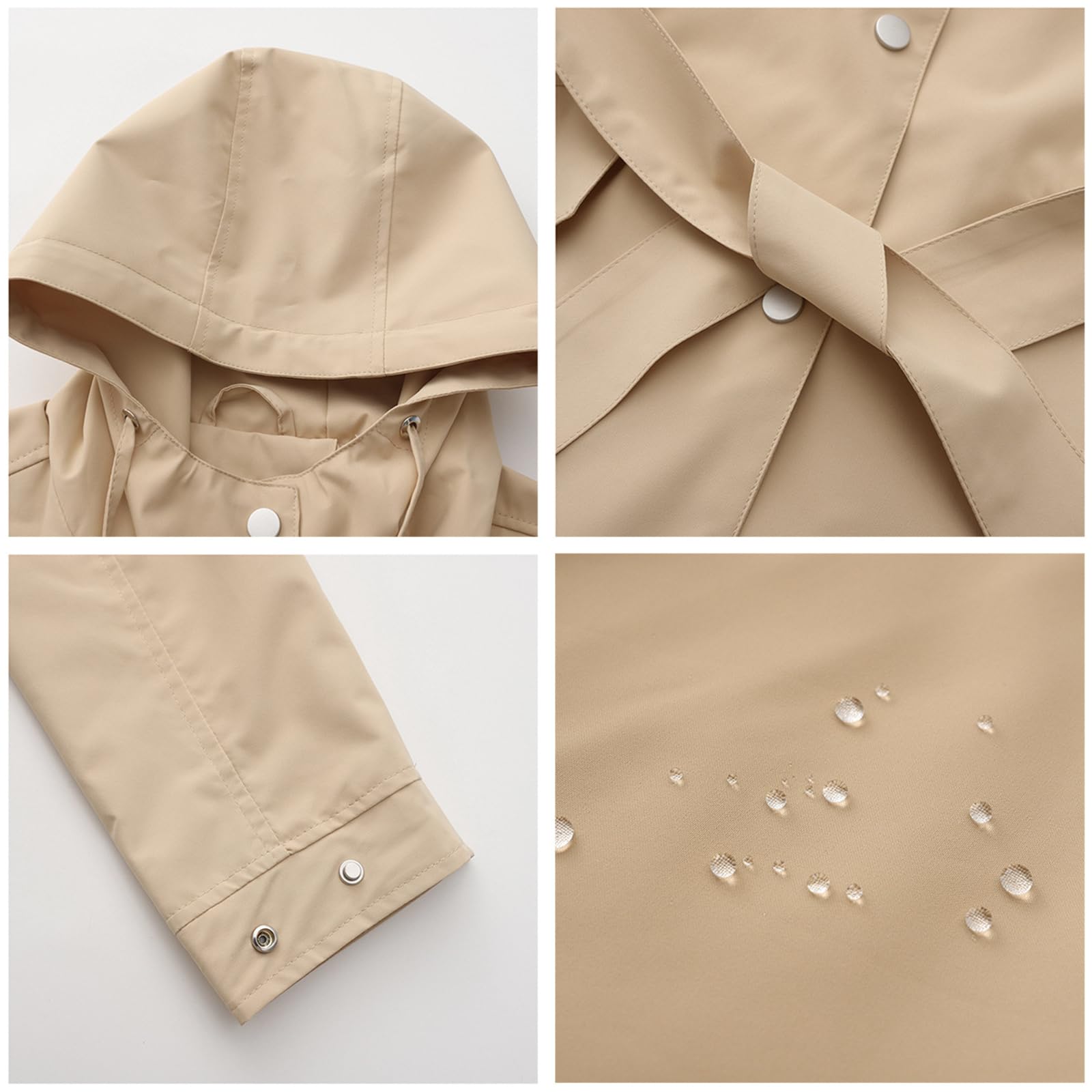 Donne Cappotto Primavera Autunno Donna Lunga Giacca a Vento Impermeabile all'aperto con Cappuccio Giacca Donna Casual Cappotti Monopetto