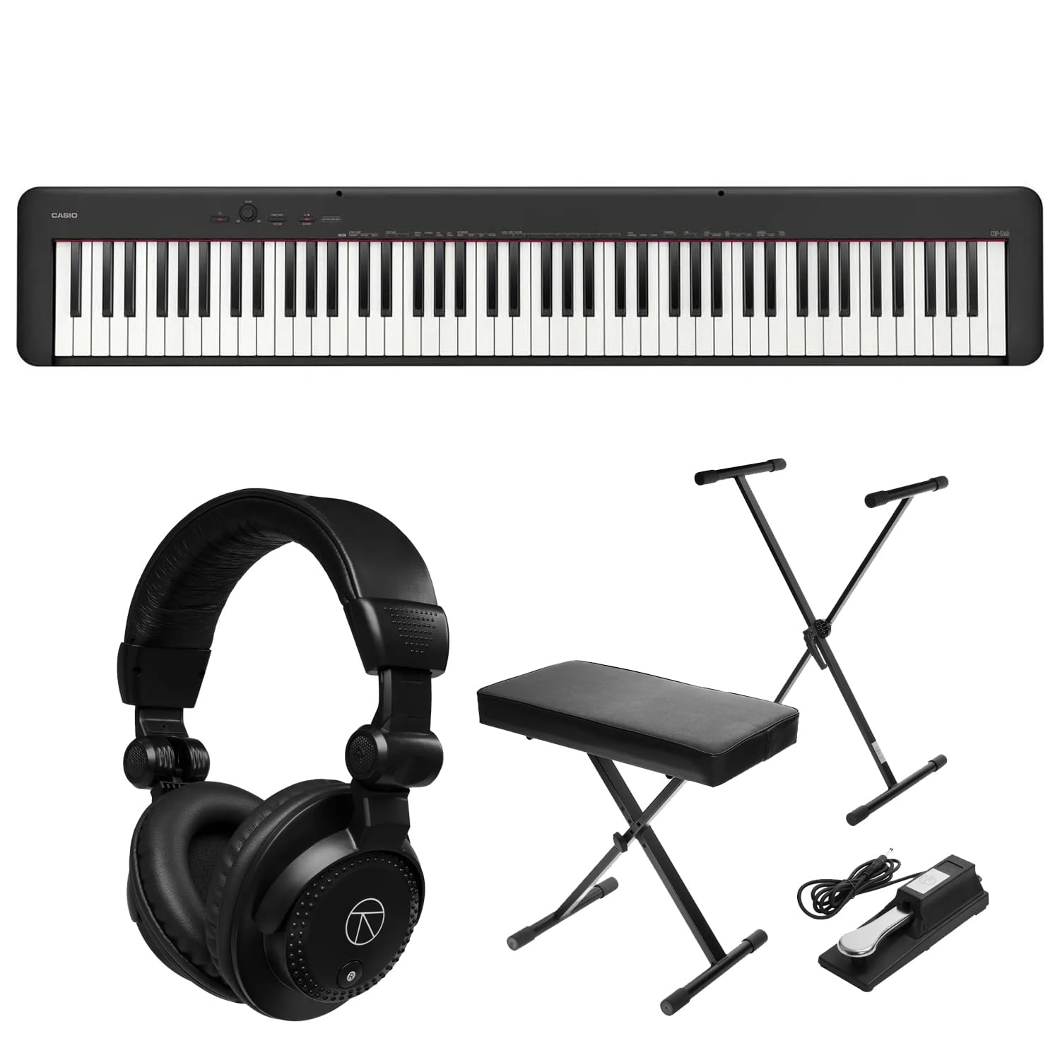 CDP-S160 88-Key Compact Digital Piano Keyboard with Touch Response, Black, Bundle With H&…