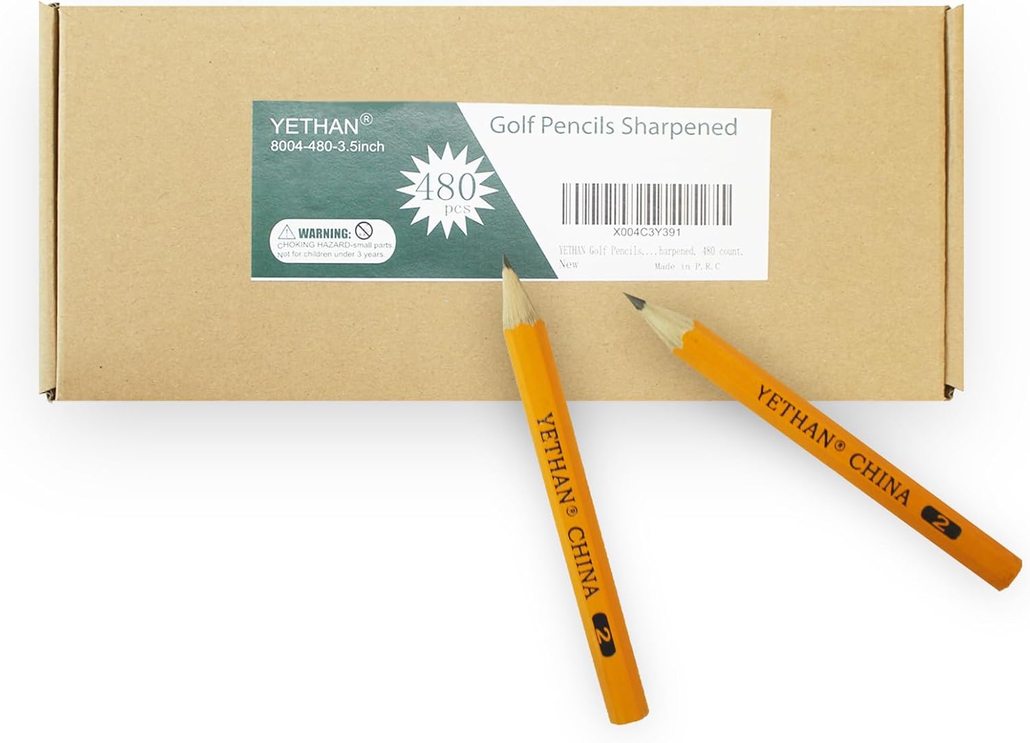 Golf Pencils, Half Pencil, 3.5" Mini Pencils, #2 HB Hexagon, Pre-sharpened, Back to school, 480 count.