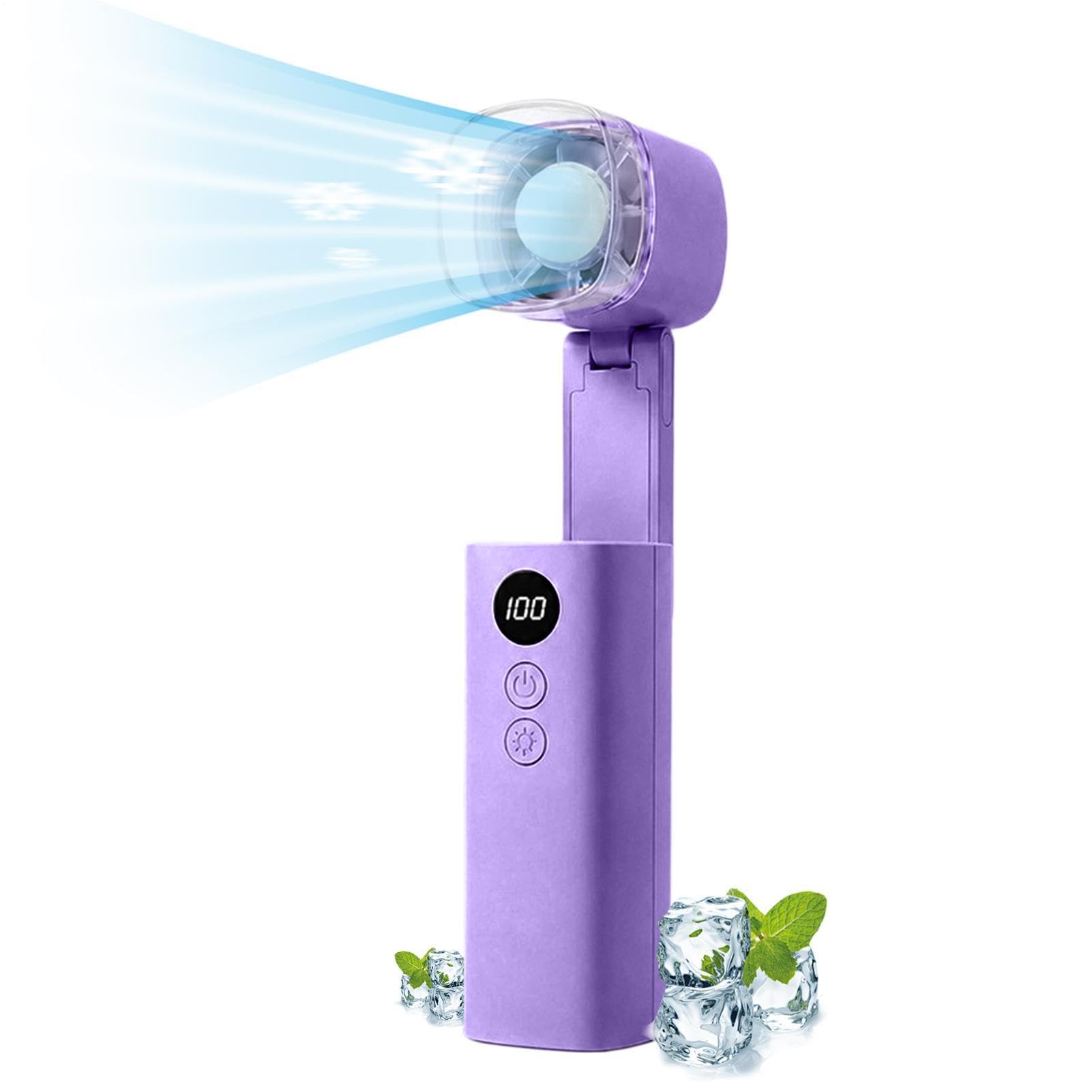 Mini ventilador portátil plegable ajustable con luz de clip para camping 8