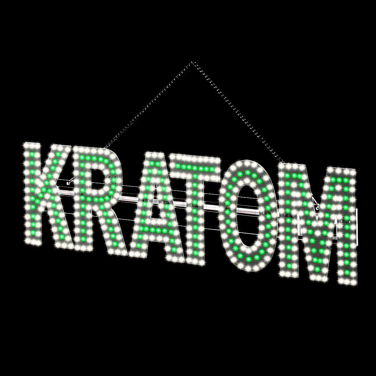 30"x8" LED Kratom Sign - 380 Super Bright LEDs, High Visibility Store Decor for Smoke Shops & Retail, Energy Saving with Hanging Hardware