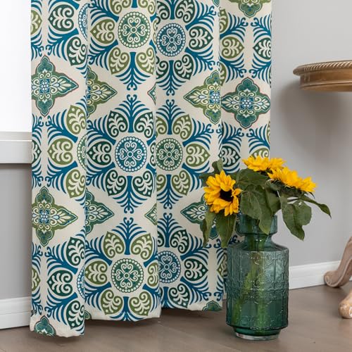 Image of 80% Blackout Curtains for Bedroom, Geometry Window Drapes 96 Inch Length for Living Room, Thermal Insulated Grommet Curtains, 2 Panels