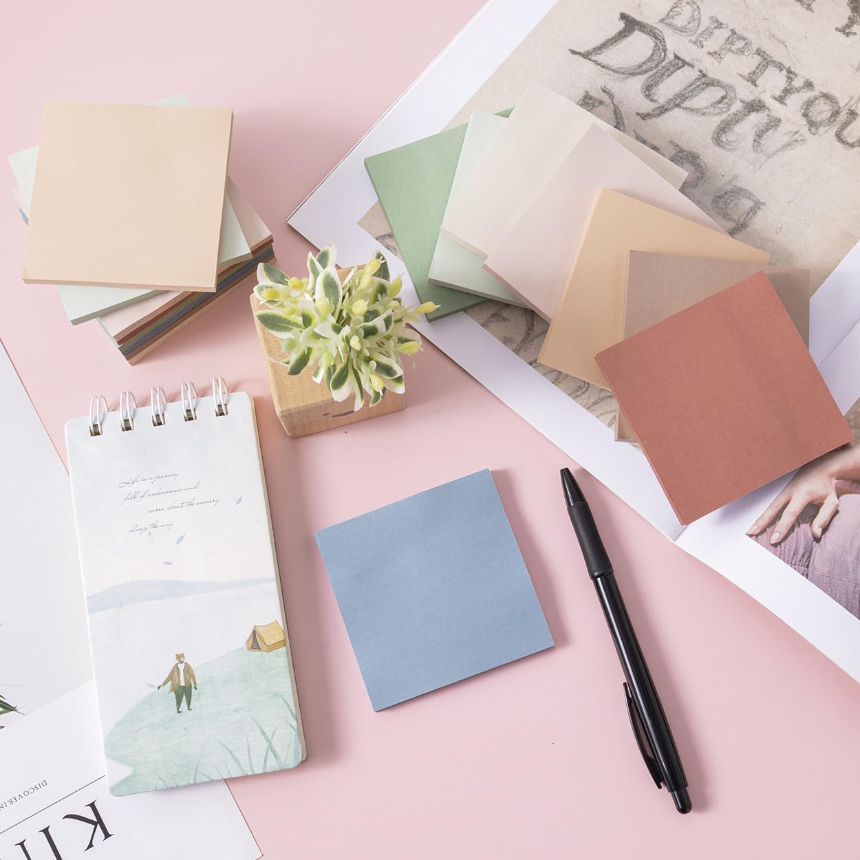 16 Pack Sticky Notes 3x3 Vintage Colors Sticky Pads Recyclable Easy to Stick for Home Office Notebook — view 3