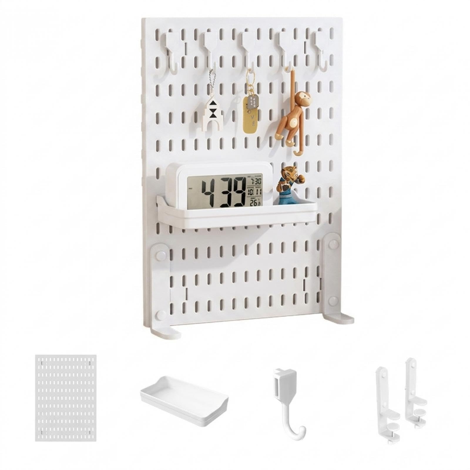 CALANDIS Pegboard Wall Organiser, 4 Piece Peg Board Tool Organiser for Craft Rooms, Desk Pegboard for Study Desks & Home ivory Desktop Clamp Type 1-image-28