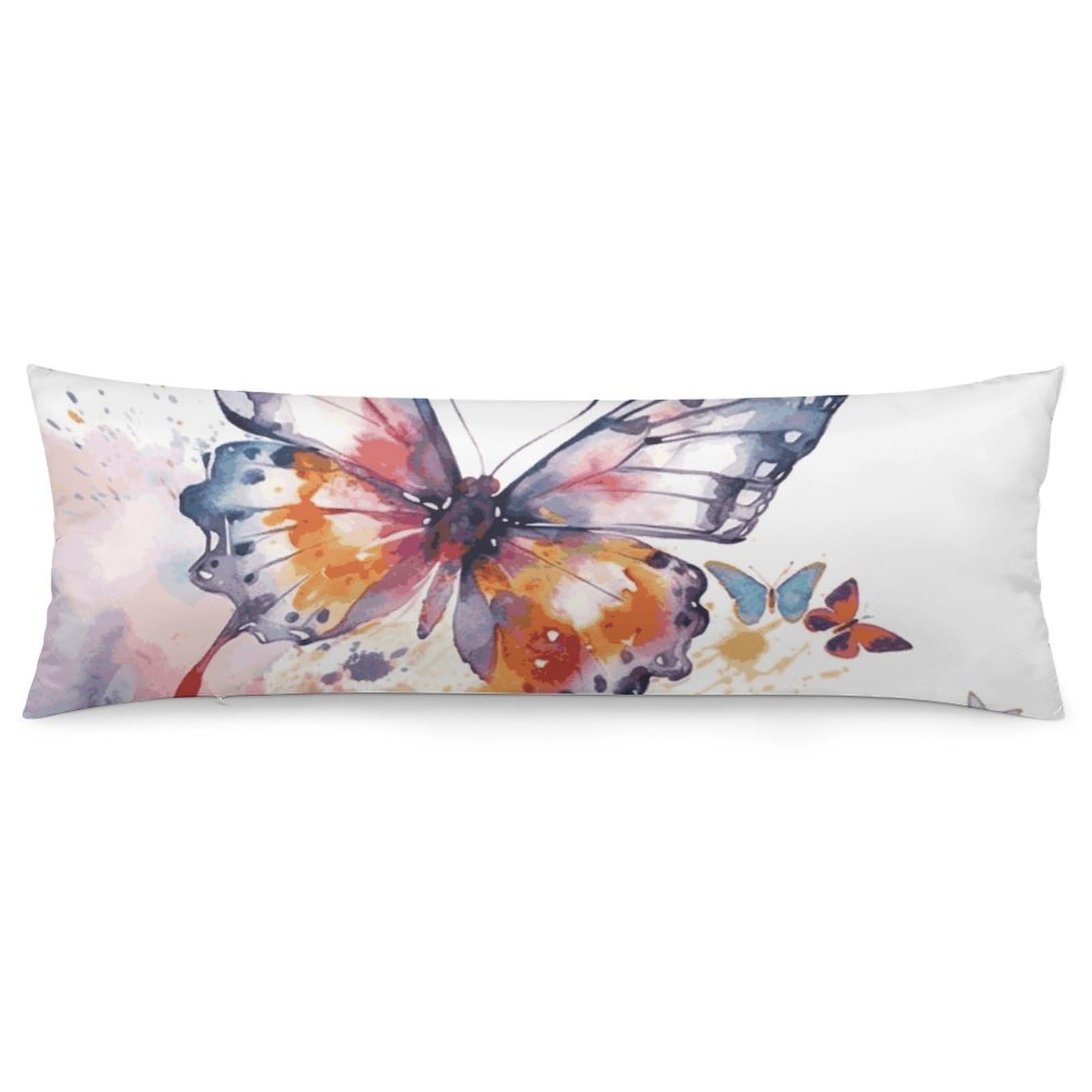 2 Pack Pillow Cases for Hair and Skin, Soft Breathable Pillow Case Covers with Hidden Zipper, Watercolor Butterfly Pillowcase 20"x54" Pillow Covers for Sleeping Gift