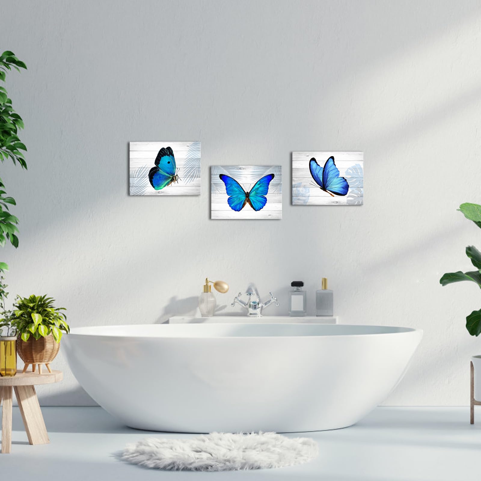 Drei Romantische Leinwandbilder Mit Schmetterling & Herz – Abstrakte Wandkunst Für Paare, Schlafzimmer & Wohnzimmer