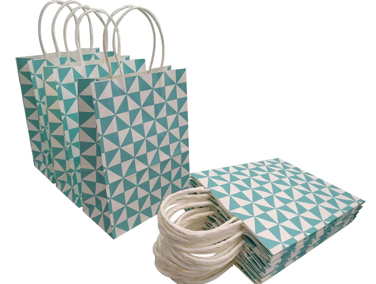 CYRU 5.9"x3.15"x8.27" Pack of 20 Pattern Paper Bags Handles, Kraft Bags, Party Bags, Gift Bags, Retail Bags, Craft Bags(Color:Tiffany Blue)