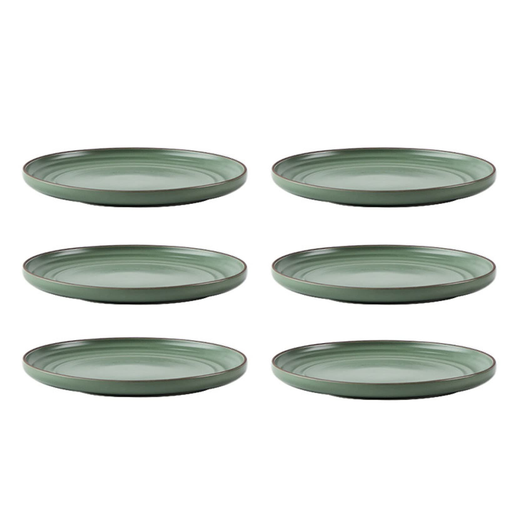 Talerze porcelanowe 10 cali, zestaw 6 dużych talerzy obiadowych, gładka glazura wypalana w wysokiej temperaturze do makaronów, sałatek, steków,Green,10in