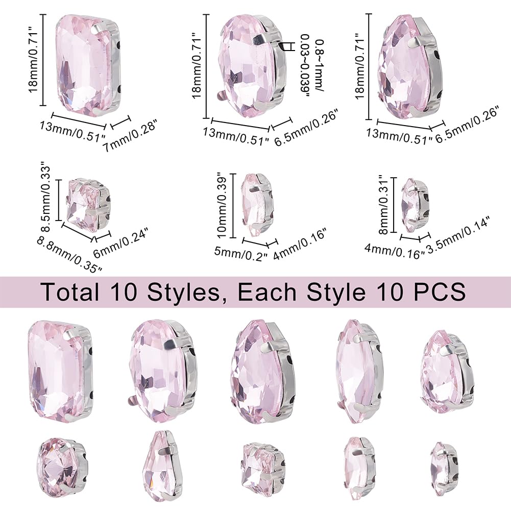 100 Strass Da Cucire CHGCRAFT In Vetro – Forme Miste, Colorati, Per Abbigliamento E Accessori Fai Da Te