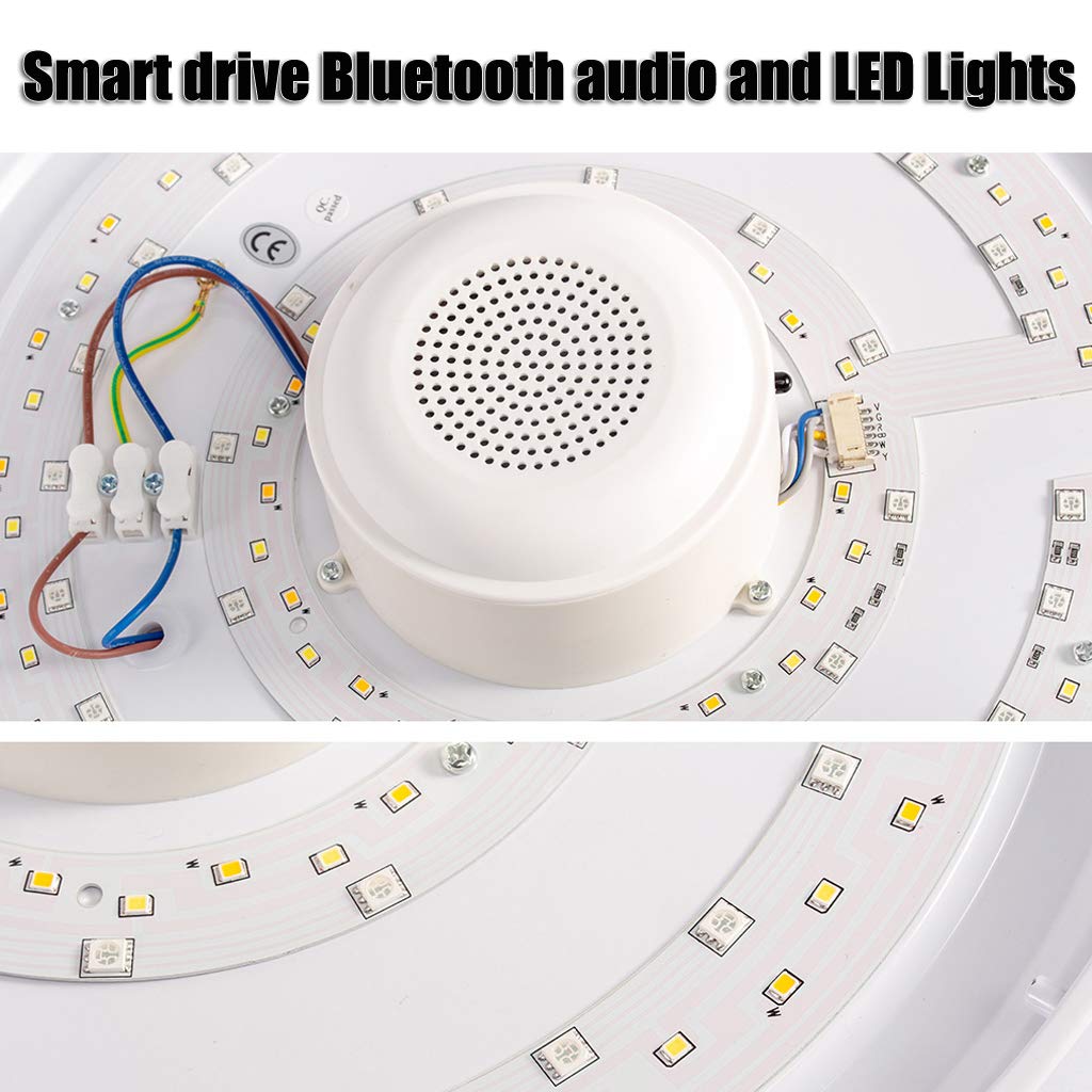 Musica Plafoniera LED Con Altoparlante Bluetooth,60W Lampada Da Soffitto Soggiorno Dimmerabile Con Elecomando APP Comando,Cambia Colore RGB,Camera Da Letto Camera Dei Bambini Illuminazione,40cm