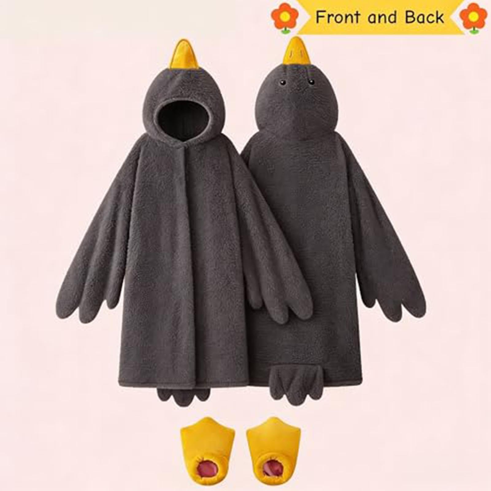 Coperta con cappuccio per bambini, divertente costume da oca in pile corallo, tutina morbida per l'inverno, per casa, camera da letto, feste, riunioni di sonno