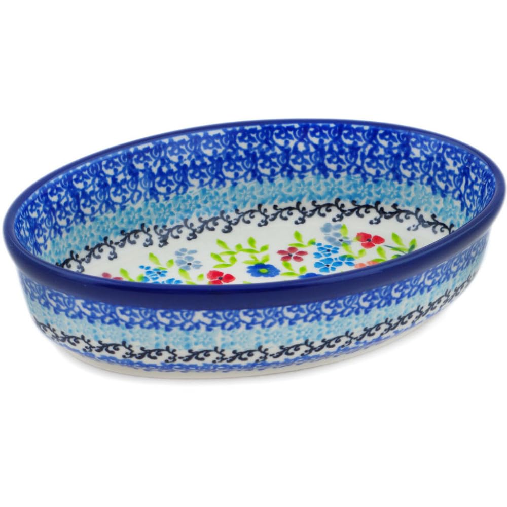 Authentic Polish Pottery Condiment Dish Signature UNIKAT in Spring Essence Design Handmade in Boles?awiec Poland by Ceramika Artystyczna + Certificate of Authenticity